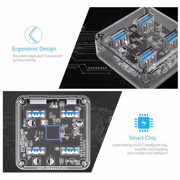 4 Port Transparent  USB HUB